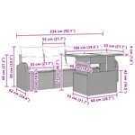 vidaXL Set de canapé de jardin 5 pièces avec coussins gris en poly rotin