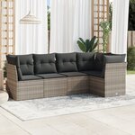 vidaXL Salon de jardin 5 Pièces avec coussins gris clair résine tressée