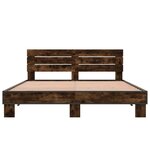 vidaXL Cadre de lit chêne fumé 150x200 cm bois d'ingénierie et métal