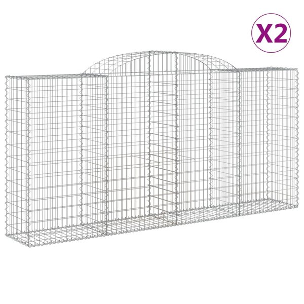 vidaXL Paniers à gabions arqués 2 Pièces 300x50x140/160 cm fer galvanisé