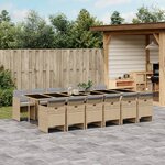 vidaXL Ensemble à manger de jardin coussins 13 Pièces mélange beige rotin