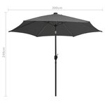 vidaXL Parasol avec LED et mât en aluminium 300 cm Anthracite