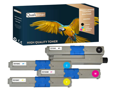 Qualitoner x4 toners 44469803 (noir + cyan + magenta + jaune) compatible pour oki