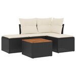 vidaXL Salon de jardin 5 Pièces avec coussins noir résine tressée