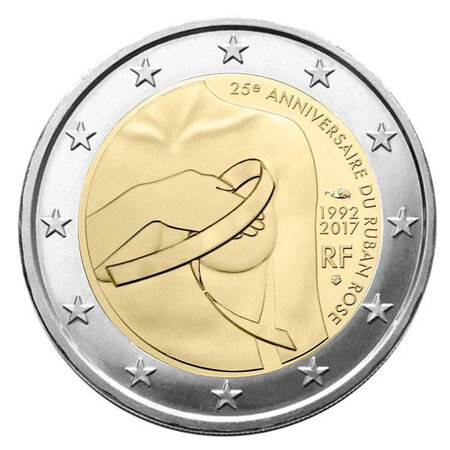 Monnaie 2 euros commémorative france 2017 - ruban rose