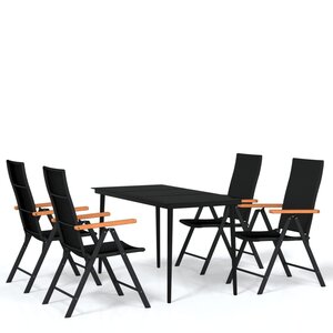 vidaXL Ensemble à manger de jardin 5 Pièces Noir