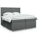 vidaXL Sommier à lattes de lit avec matelas Gris foncé 200x200cm Tissu