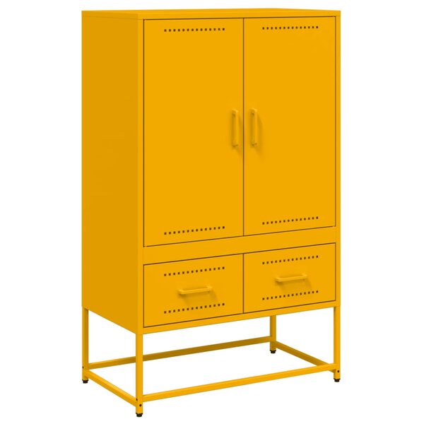 vidaXL Buffet haut jaune moutarde 68x39x111 5 cm acier laminé à froid