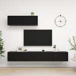 vidaXL Meubles TV 3 Pièces Noir Bois d'ingénierie