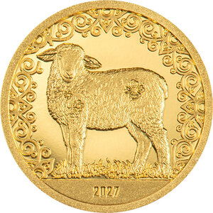 Monnaie FLUFFY SHEEP Lunar Year Or 1000 Togorog Mongolia 2027