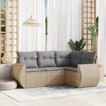 vidaXL Salon de jardin avec coussins 4 Pièces beige résine tressée