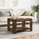 vidaXL Table basse avec LED chêne fumé 73x53x45 cm bois d'ingénierie