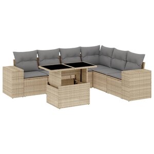 vidaXL Salon de jardin avec coussins 7 Pièces beige résine tressée