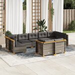 vidaXL Salon de jardin 9 Pièces avec coussins gris résine tressée
