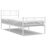vidaXL Cadre de lit métal avec tête de lit/pied de lit blanc 100x200cm