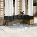 vidaXL Salon de jardin 8 Pièces avec coussins gris résine tressée