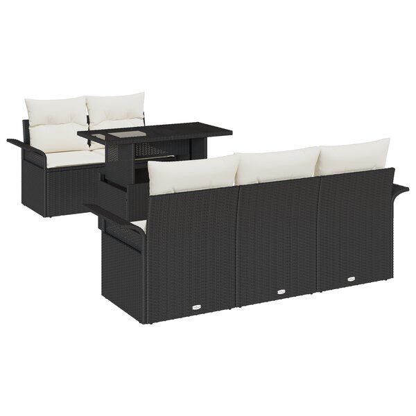 vidaXL Ensemble de canapé de jardin 6 pièces avec coussins Noir Poly Rotin