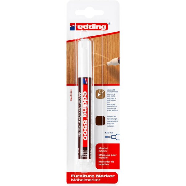 Marqueur Réparation de Meuble 8900 Acajou Clair Pointe Ronde 1 5-2 mm EDDING