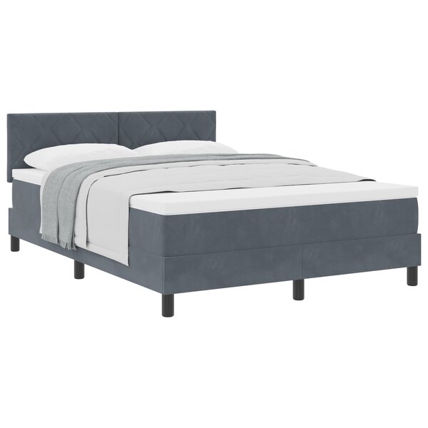 vidaXL Lit à ressort avec matelas Gris foncé 160x200 cm Velours