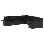 vidaXL Salon de jardin 10 Pièces avec coussins noir résine tressée