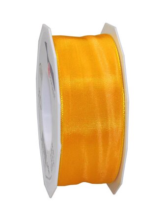 Ruban de soie acetat laitonné lyon 25-m-rouleau 40 mm jaune d'or