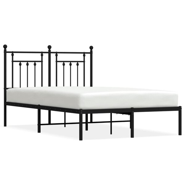 vidaXL Cadre de lit métal avec tête de lit noir 120x200 cm