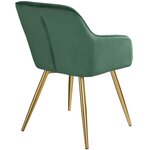 Lot de 4 chaises pieds doré siège de salon cuisine salle à manger design élégant velours vert 08_0000111