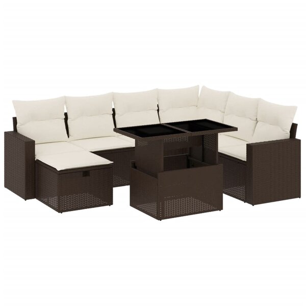 vidaXL Salon de jardin 8 Pièces avec coussins marron résine tressée