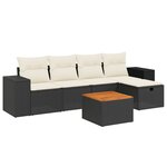 vidaXL Salon de jardin 6 Pièces avec coussins noir résine tressée