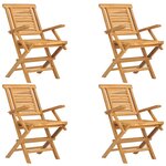 vidaXL Chaises de jardin pliantes lot de 4 56x63x90cm bois massif teck