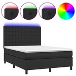 vidaXL Sommier à lattes de lit avec matelas et LED Noir 140x200 cm