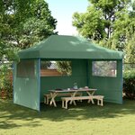 vidaXL Tente de réception pliable escamotable 3 parois latérales vert