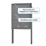 Bloc collectif Leabox  2x3  grade 3  simple face  extérieur  fixation sur pieds à sceller  gris poussière ral 7037 finition brillante