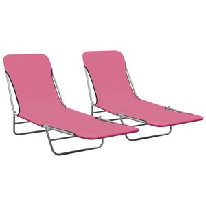 vidaXL Chaises longues pliables lot de 2 Acier et tissu Rose