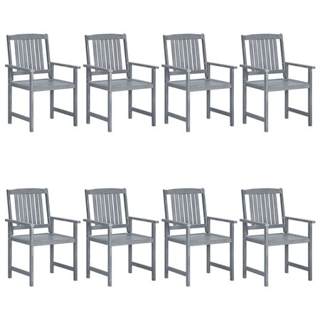 vidaXL Chaises de jardin lot de 8 Bois massif d'acacia Gris