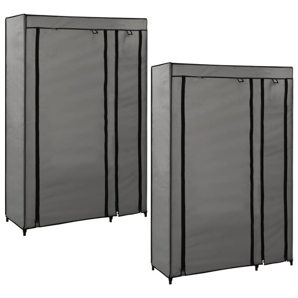 vidaXL Garde-robes pliables 2 Pièces Gris 110x45x175 cm Tissu