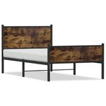 vidaXL Cadre de lit en métal sans matelas chêne fumé 100x190 cm