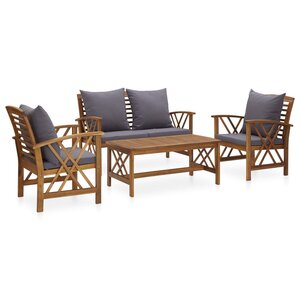vidaXL Salon de jardin 4 Pièces avec coussins Bois d'acacia solide