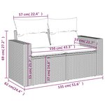 vidaXL Canapé de jardin 2 places et coussins gris clair résine tressée