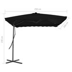 vidaXL Parasol d'extérieur avec mât en acier Noir 250x250x230 cm