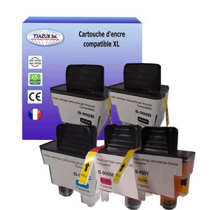 T3AZUR Lot de 5 Cartouches compatibles avec Brother LC900 (Noir+Couleur) -T3AZUR