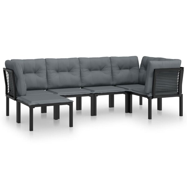 vidaXL Salon de jardin 6 Pièces noir et gris résine tressée