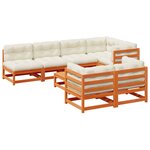 vidaXL Salon de jardin 8 Pièces avec coussins marron cire bois pin massif