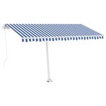 vidaXL Auvent manuel rétractable avec LED 400x350 cm Bleu et blanc