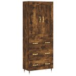 vidaXL Buffet haut Chêne fumé 69 5x34x180 cm Bois d'ingénierie