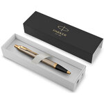 PARKER IM Stylo bille  métal brossé  recharge bleue pointe moyenne  Coffret cadeau