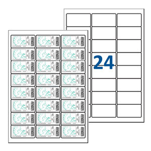 Lot de 200 Planches étiquettes autocollantes pour Timbres sur feuille A4 : 63 5 x 33 9 mm (24 étiquettes par feuille)