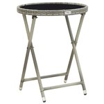 vidaXL Table à thé Gris 60 cm Résine tressée et verre trempé