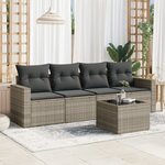 vidaXL Salon de jardin 5 Pièces avec coussins gris clair résine tressée