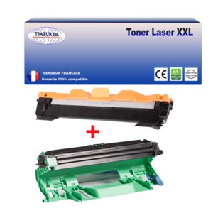 Kit Tambour+Toner compatible avec Brother TN1050, DR1050 pour Brother HL1210W, HL1212W - T3AZUR